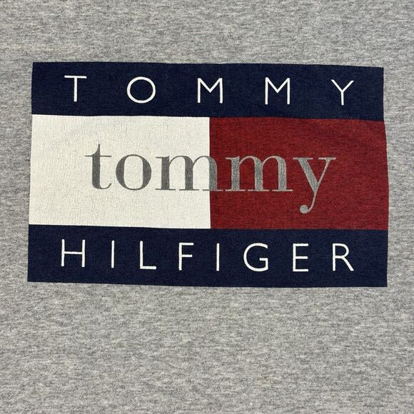 Vintage 90s Tommy Hilfiger Big Flag Sweatshirt Gray Men’s M Made in USA - Picture 2 of 10